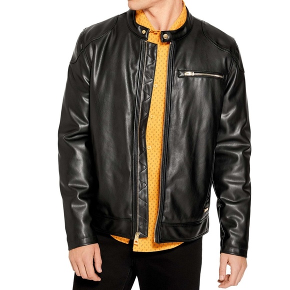 NEW GUESS Jace Faux-Leather Moto Men's Jacket SZ S - Picture 1 of 8